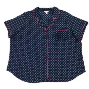 Secret Treasures Blue Geo Print Short Sleeve Capri Pajama 2-Piece Set Women 4X